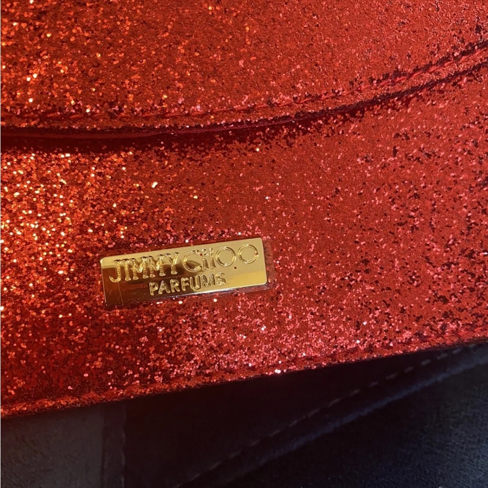 JIMMY CHOO Parfum Red Glitter Clutch Crossbody NWT